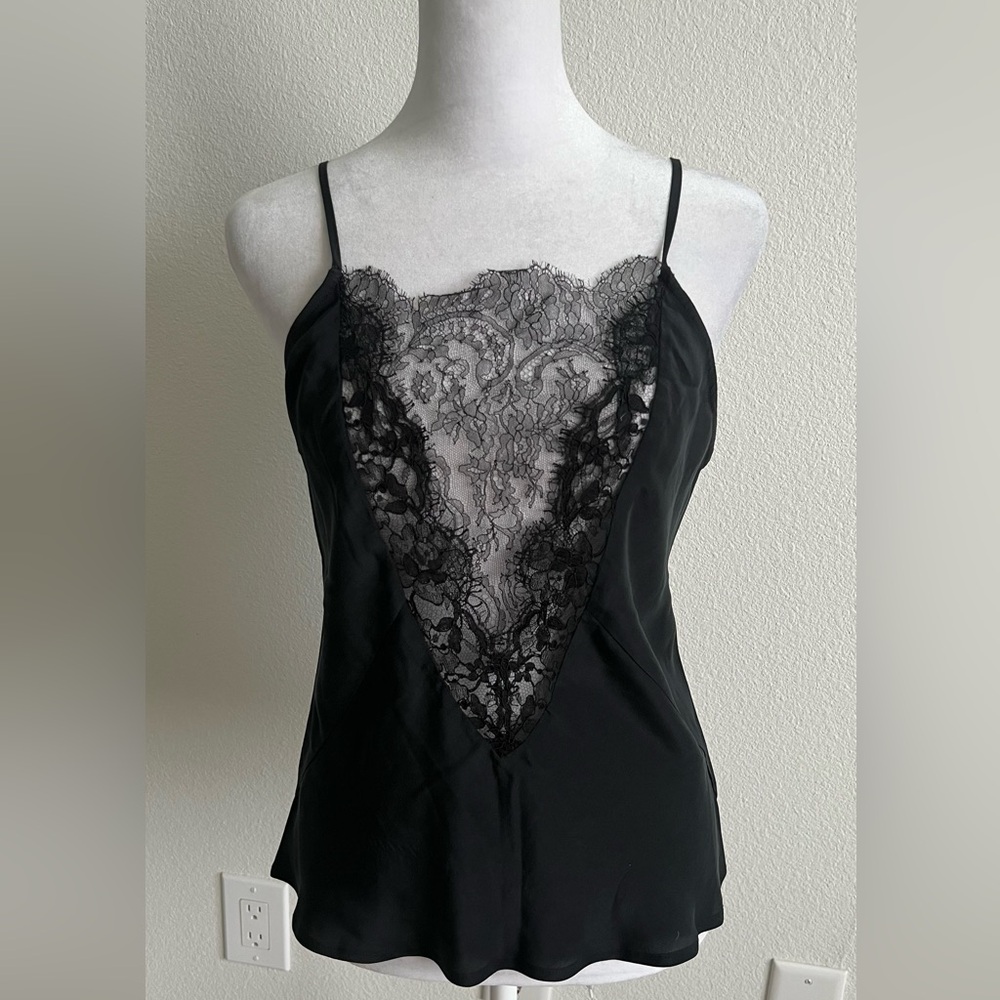 Maje & Vanessa Traina collab Black Camisole with Delicate Lace Detailing